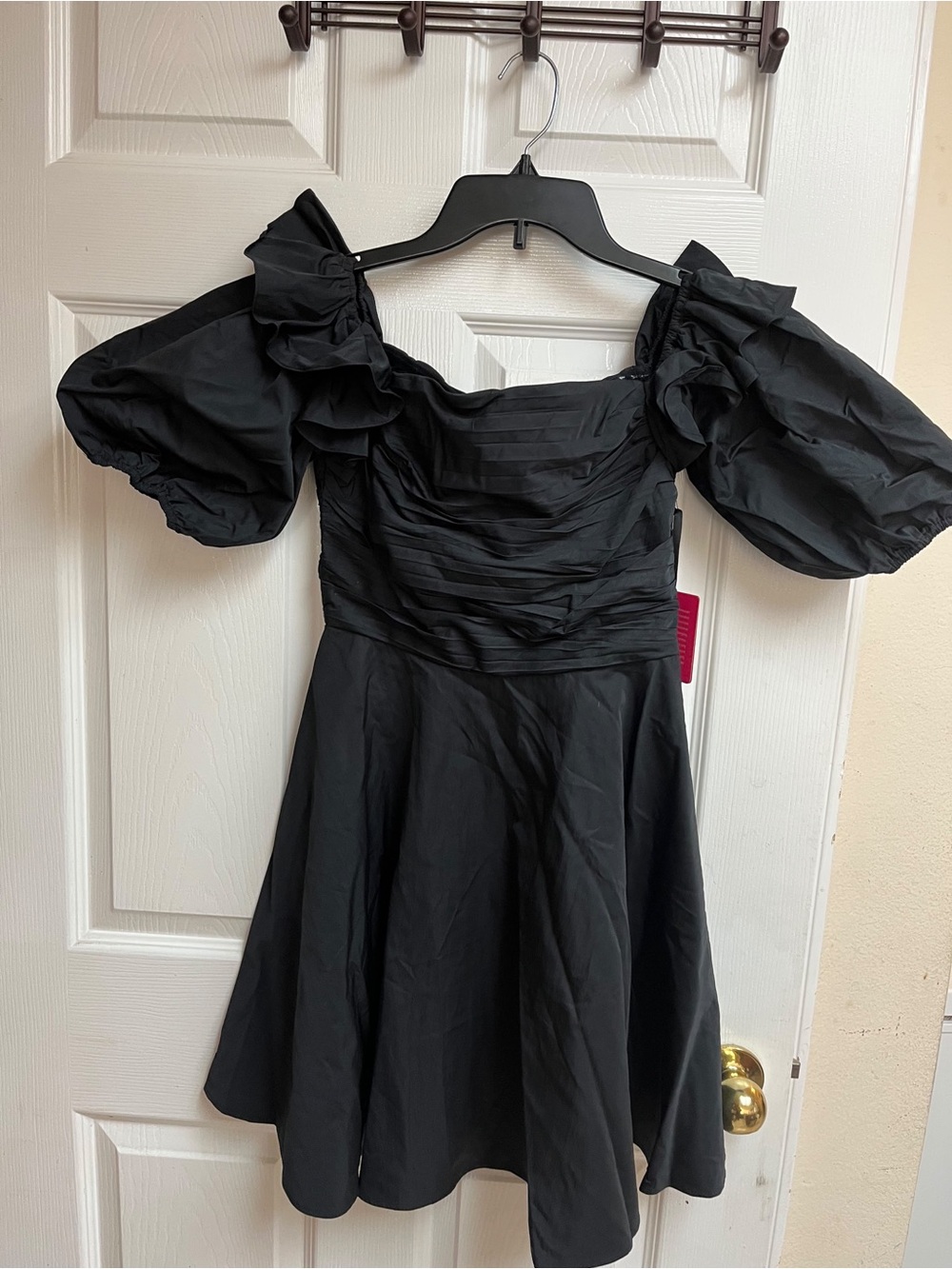 Prabal Gurung Black Puff-Sleeve Mini Dress
